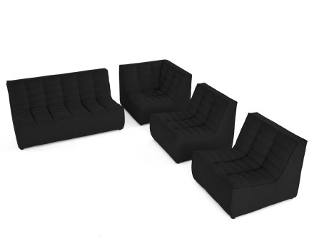 Canapé modulable d'angle réversible 5 places en velours texturé Ellie