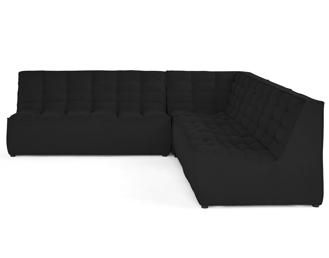 Canapé modulable d'angle réversible 5 places en velours texturé Ellie