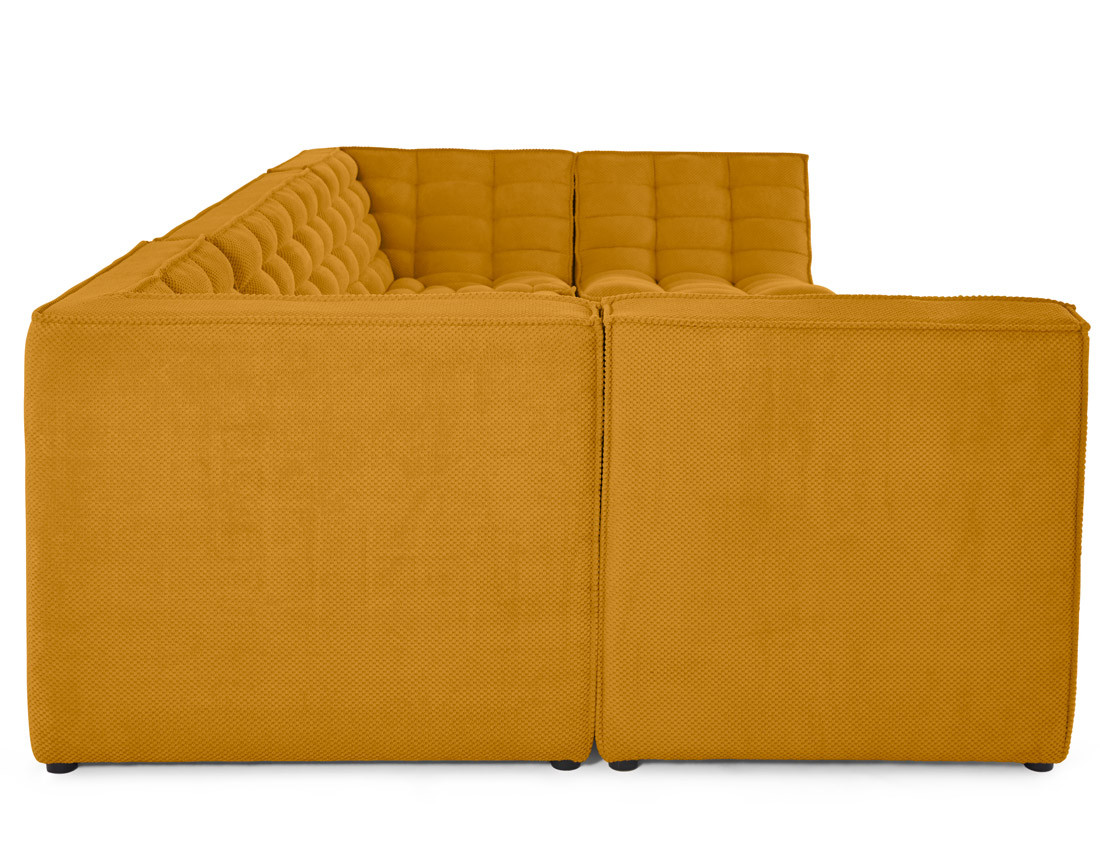 Canapé modulable panoramique 7 places en velours texturé Ellie