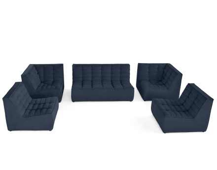 Canapé modulable panoramique 7 places en velours texturé Ellie