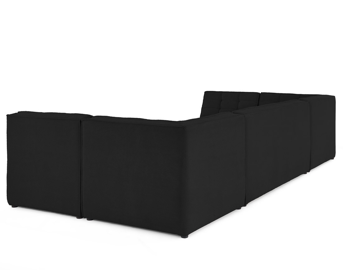 Canapé modulable panoramique 7 places en velours texturé Ellie