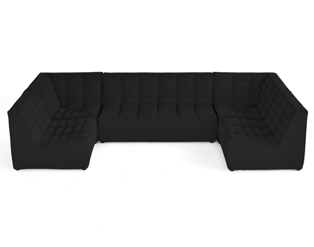 Canapé modulable panoramique 7 places en velours texturé Ellie