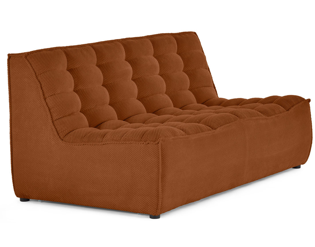 Module d'assise sans accoudoirs 2 places en velours texturé Ellie