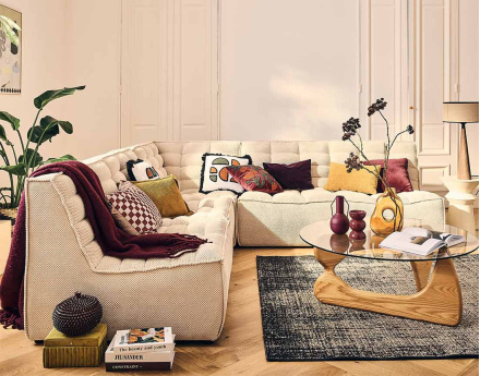 Module d'angle en velours texturé Ellie