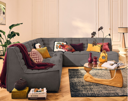 Module d'angle en velours texturé Ellie