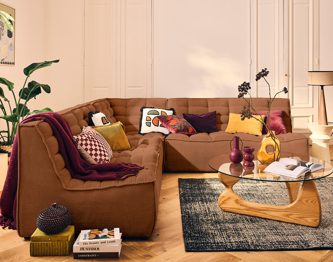 Module d'angle en velours texturé Ellie