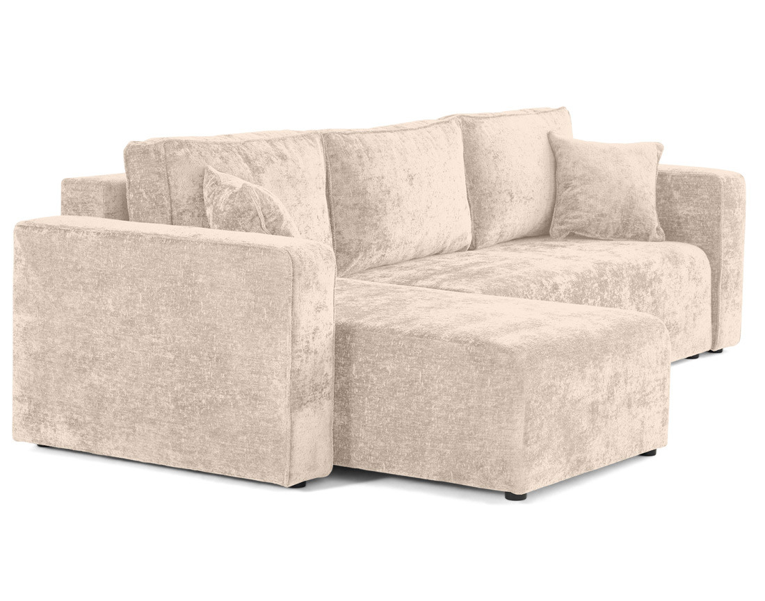 Canapé d'angle réversible 4 places convertible avec coffre en velours à relief texturé Topaze