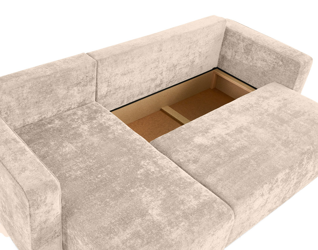 Canapé d'angle réversible 4 places convertible avec coffre en velours à relief texturé Topaze