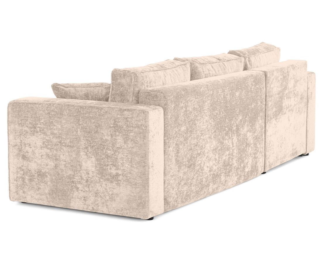 Canapé d'angle réversible 4 places convertible avec coffre en velours à relief texturé Topaze