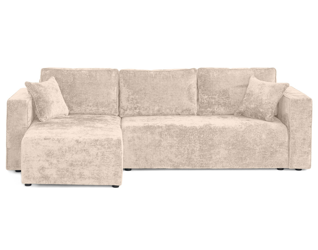 Canapé d'angle réversible 4 places convertible avec coffre en velours à relief texturé Topaze