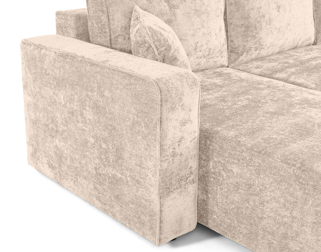 Canapé d'angle réversible 4 places convertible avec coffre en velours à relief texturé Topaze
