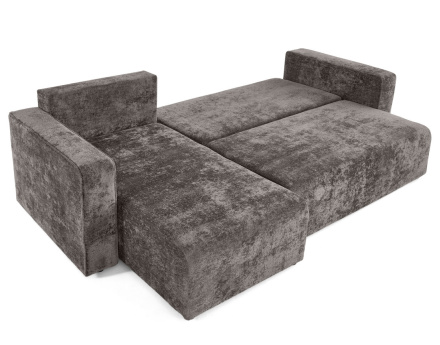 Canapé d'angle réversible 4 places convertible avec coffre en velours à relief texturé Topaze