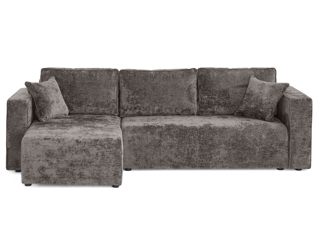 Canapé d'angle réversible 4 places convertible avec coffre en velours à relief texturé Topaze