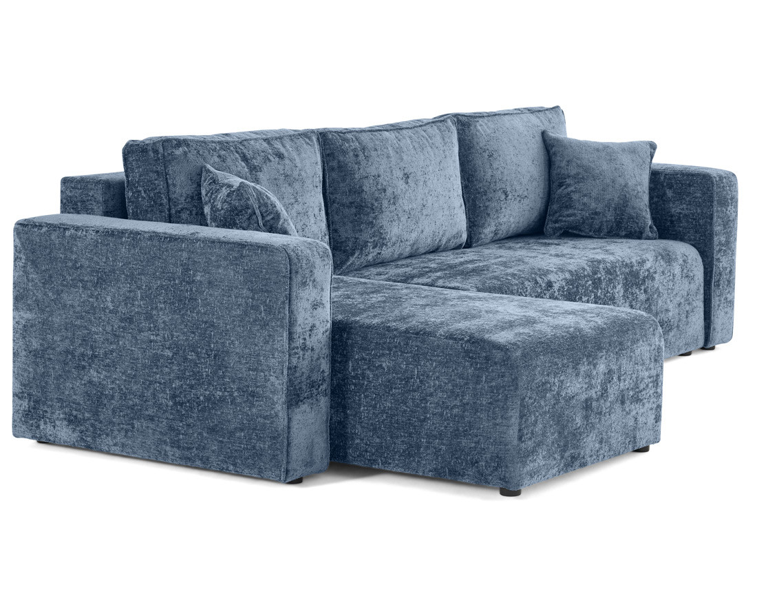 Canapé d'angle réversible 4 places convertible avec coffre en velours à relief texturé Topaze