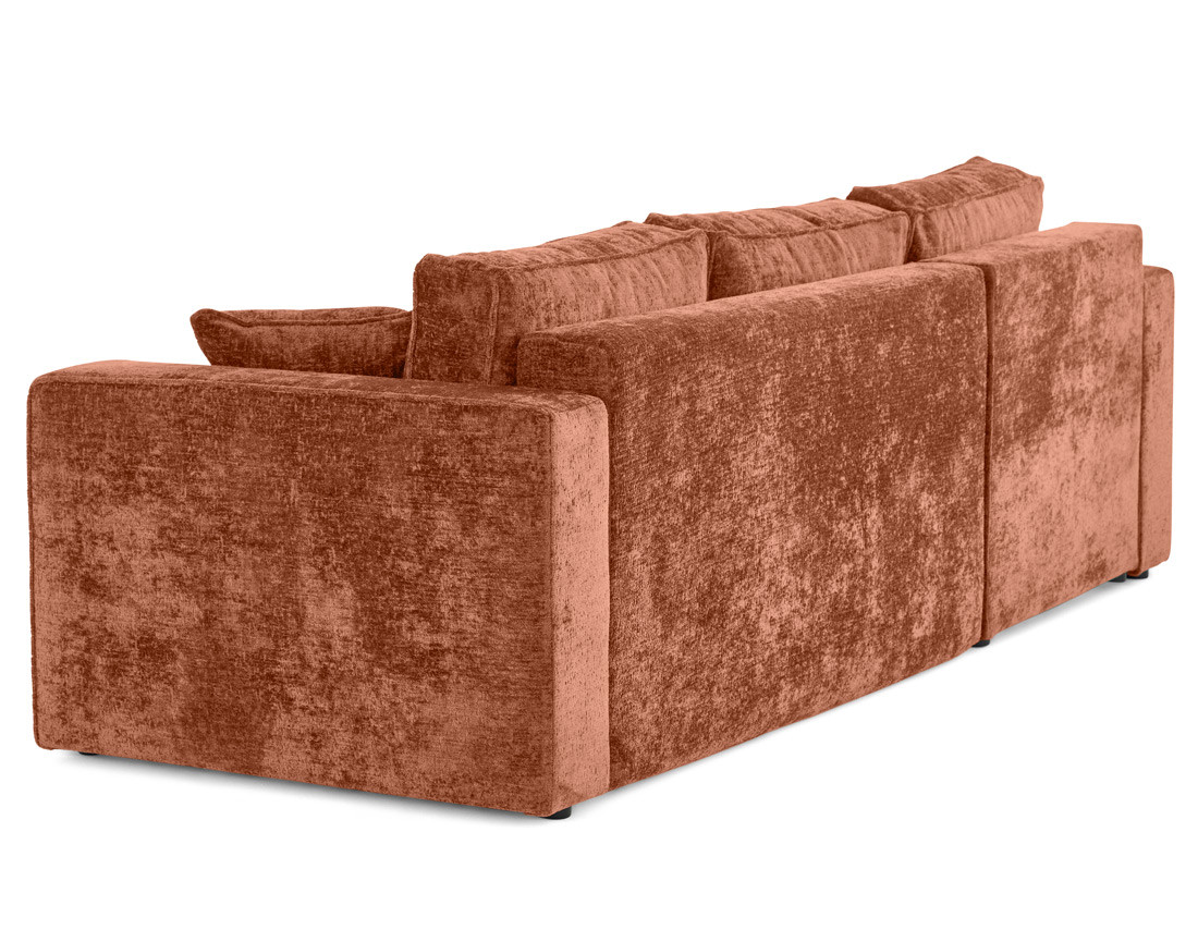 Canapé d'angle réversible 4 places convertible avec coffre en velours à relief texturé Topaze