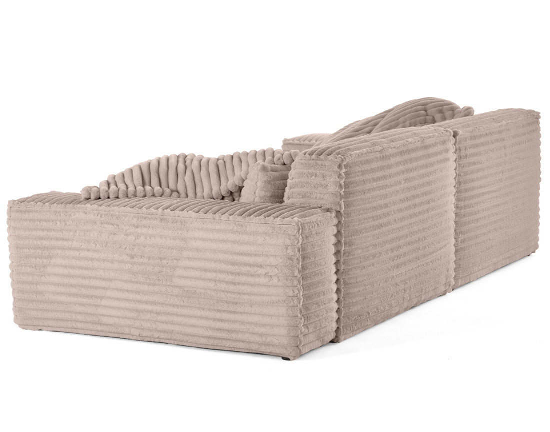 Canapé droit 3 places avec double méridienne en fausse fourrure côtelée Richie