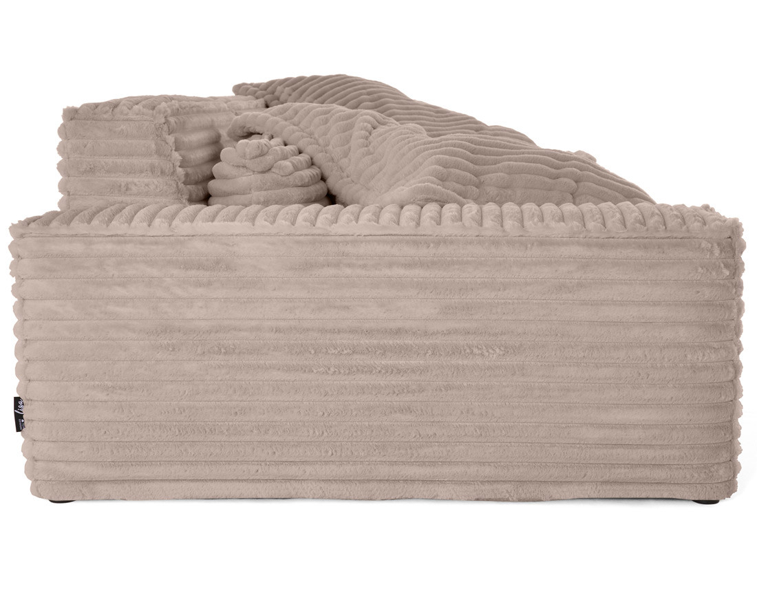 Canapé droit 3 places avec double méridienne en fausse fourrure côtelée Richie