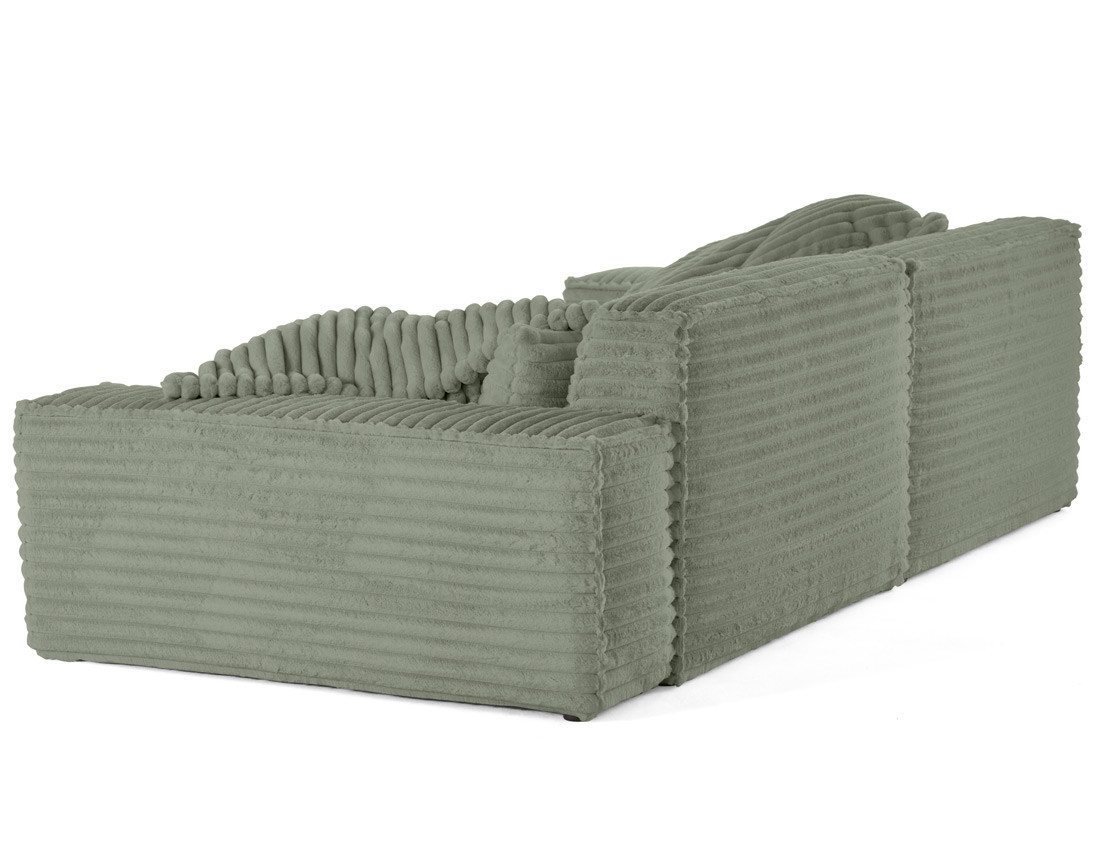 Canapé droit 3 places avec double méridienne en fausse fourrure côtelée Richie