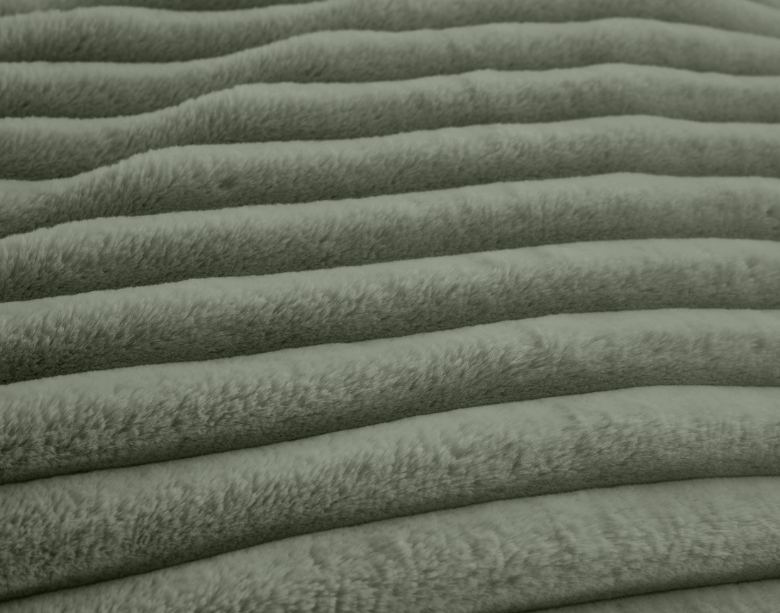 Canapé droit 3 places avec double méridienne en fausse fourrure côtelée Richie