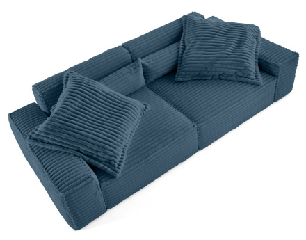 Canapé droit 3 places avec double méridienne en fausse fourrure côtelée Richie