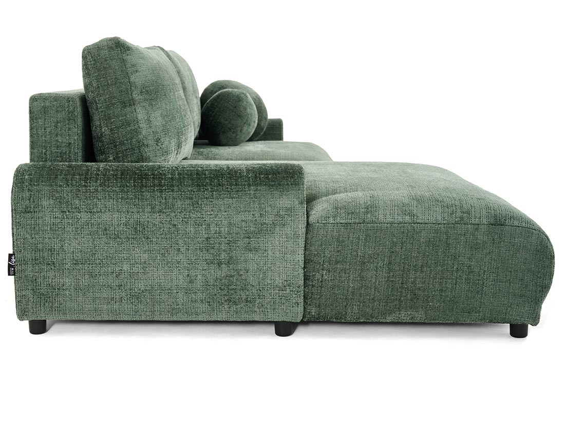 Canapé d'angle gauche 4 places convertible avec coffre en velours texturé Nelly