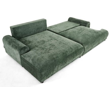 Canapé d'angle gauche 4 places convertible avec coffre en velours texturé Nelly