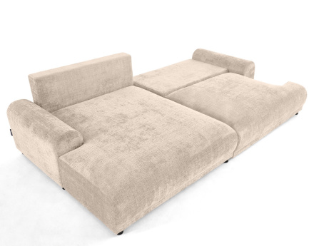 Canapé d'angle gauche 4 places convertible avec coffre en velours texturé Nelly