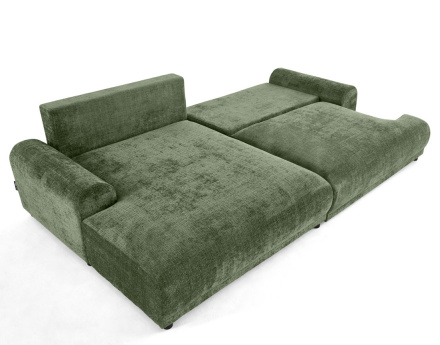 Canapé d'angle gauche 4 places convertible avec coffre en velours texturé Nelly