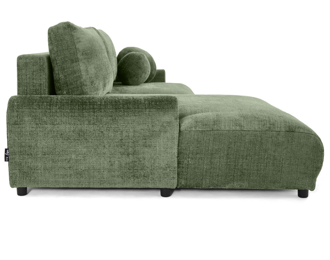 Canapé d'angle gauche 4 places convertible avec coffre en velours texturé Nelly