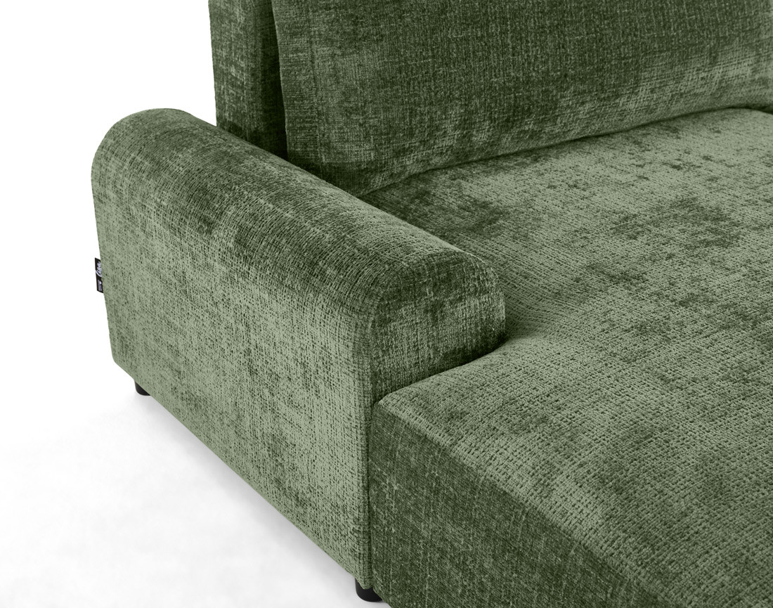 Canapé d'angle gauche 4 places convertible avec coffre en velours texturé Nelly