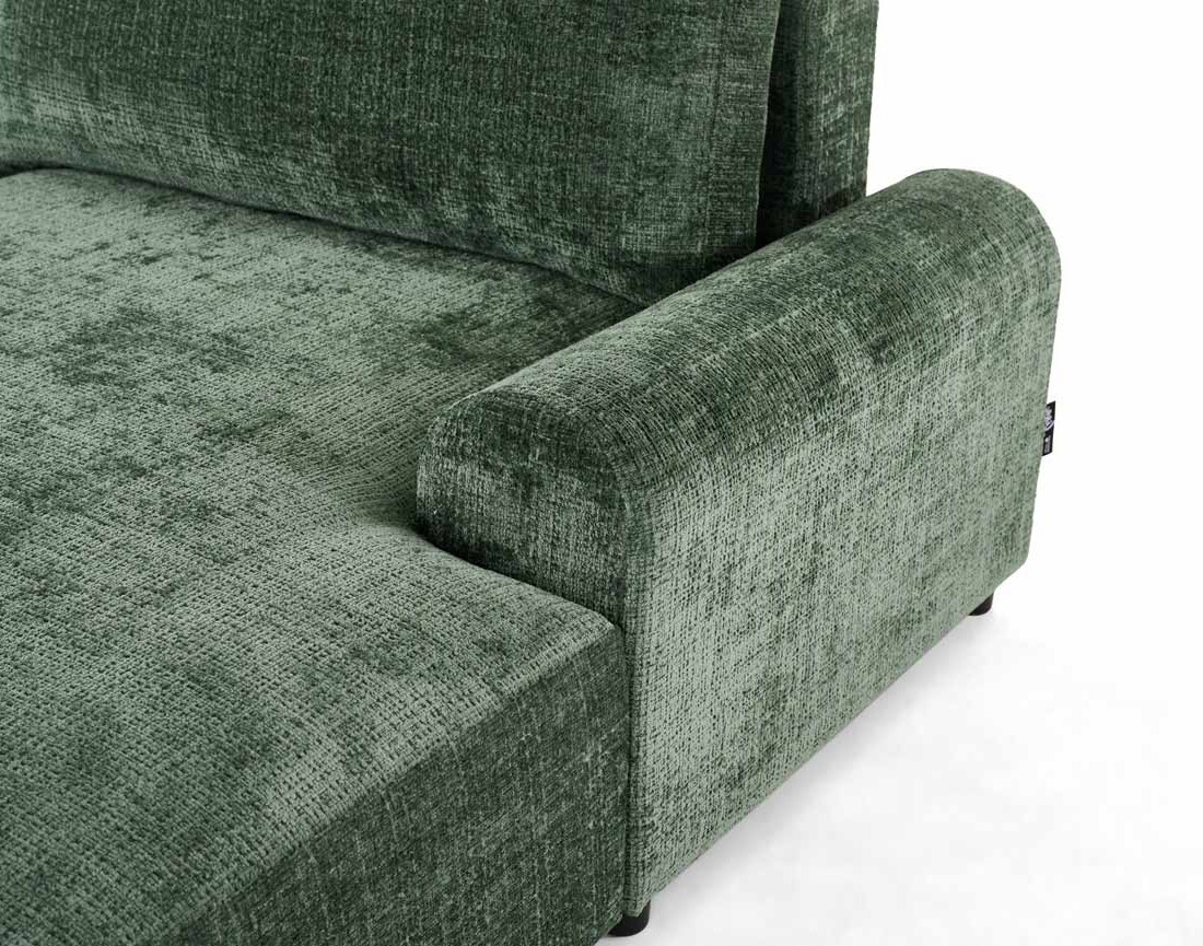 Canapé d'angle droit 4 places convertible avec coffre en velours texturé Nelly