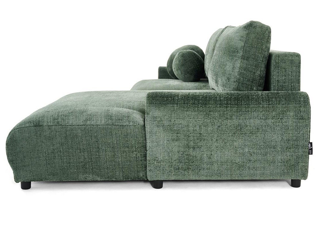 Canapé d'angle droit 4 places convertible avec coffre en velours texturé Nelly