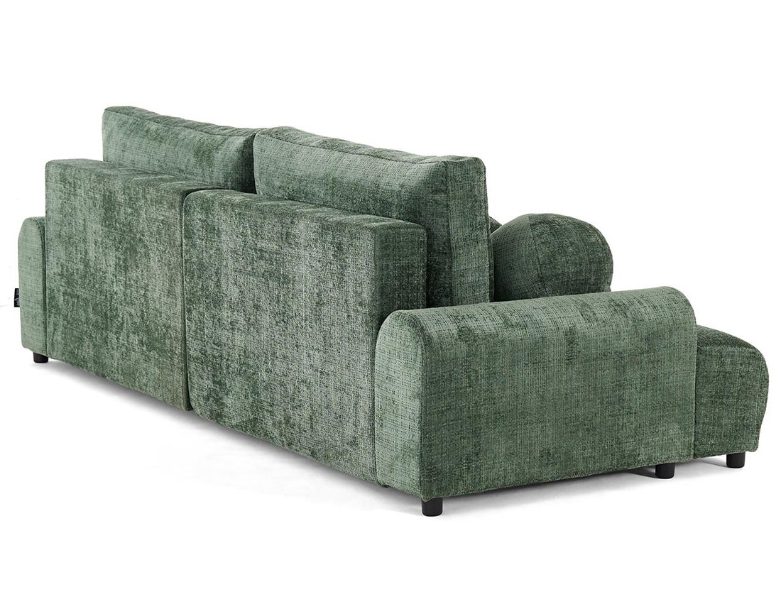 Canapé d'angle droit 4 places convertible avec coffre en velours texturé Nelly