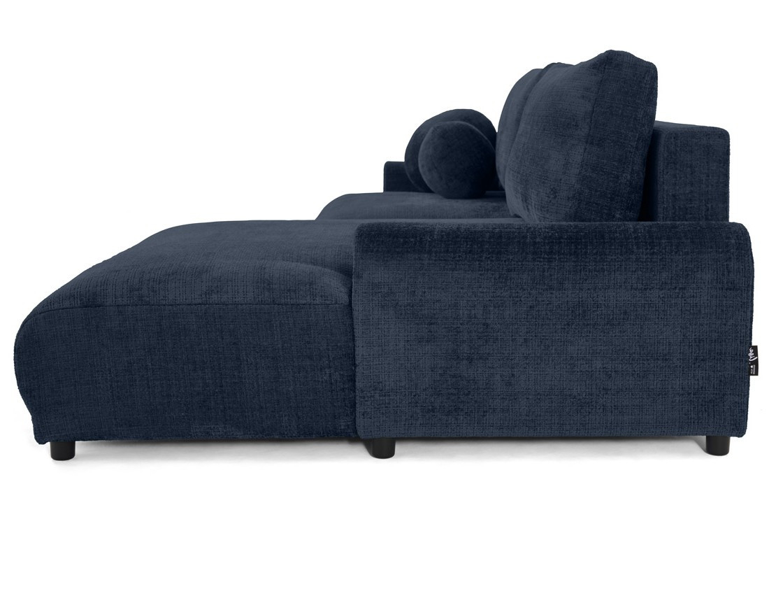 Canapé d'angle droit 4 places convertible avec coffre en velours texturé Nelly