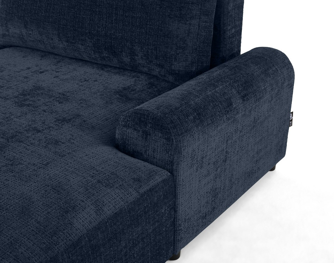 Canapé d'angle droit 4 places convertible avec coffre en velours texturé Nelly