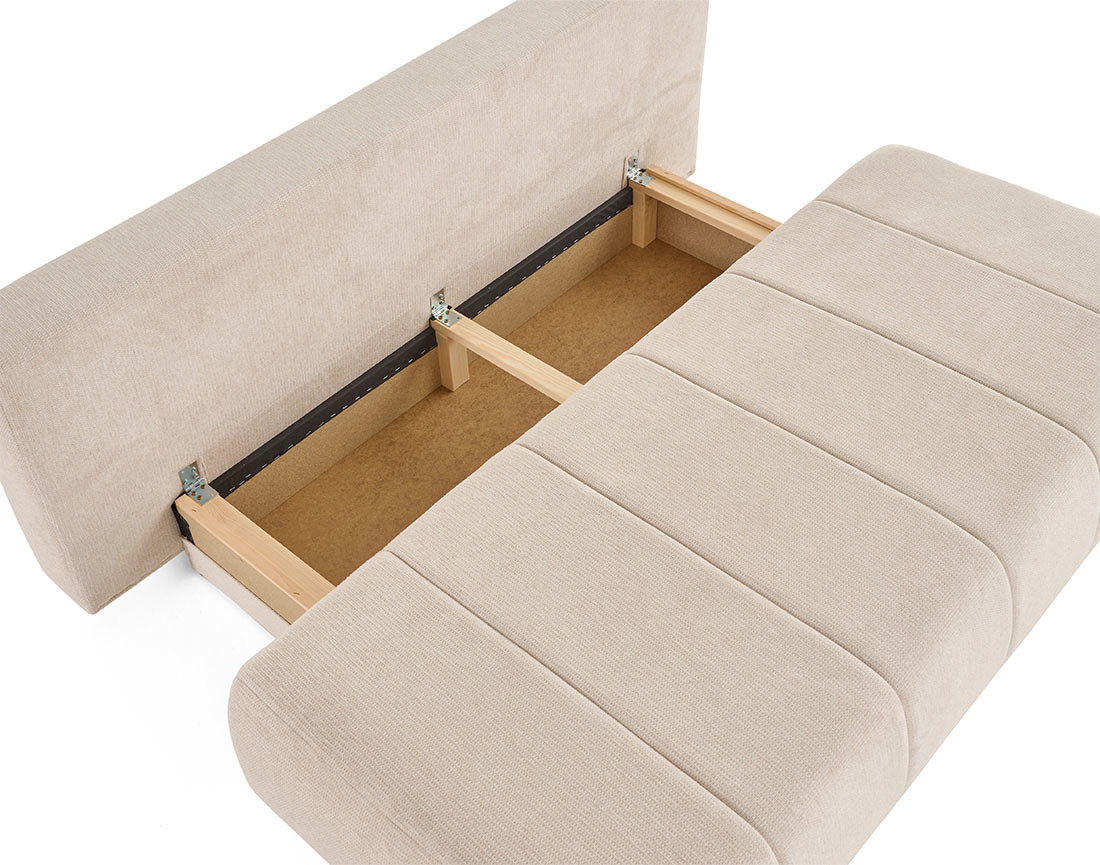 Canapé droit 3 places convertible avec coffre en tissu texturé Harper