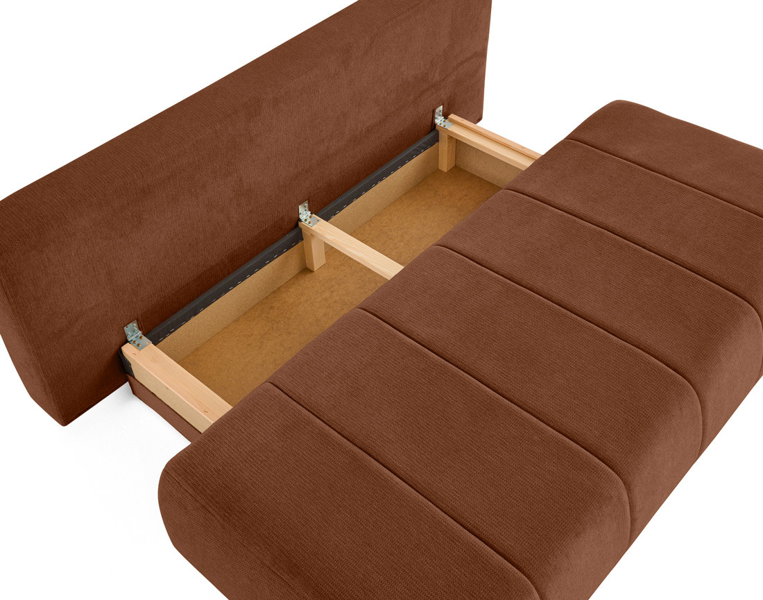 Canapé droit 3 places convertible avec coffre en tissu texturé Harper