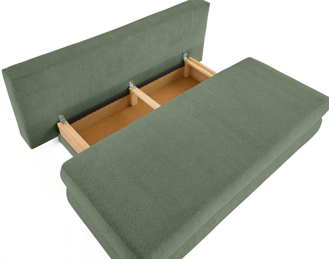 Canapé droit 3 places convertible avec coffre en tissu texturé Nora