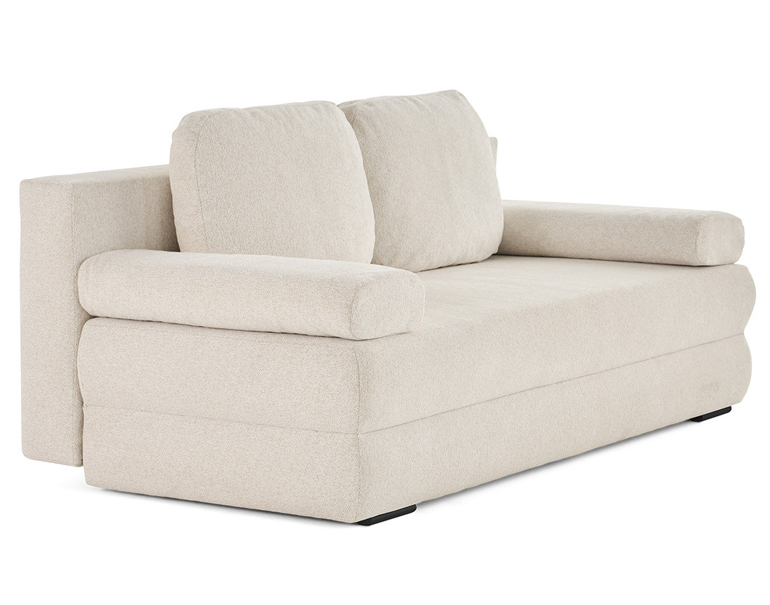 Canapé droit 3 places convertible avec coffre en tissu texturé Nora