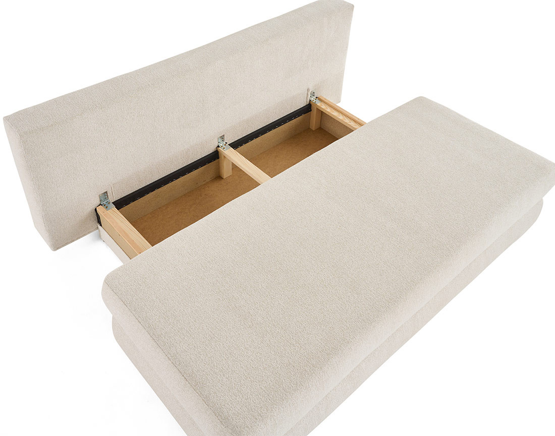 Canapé droit 3 places convertible avec coffre en tissu texturé Nora