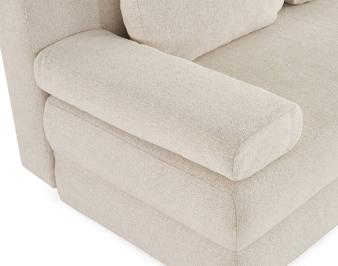 Canapé droit 3 places convertible avec coffre en tissu texturé Nora