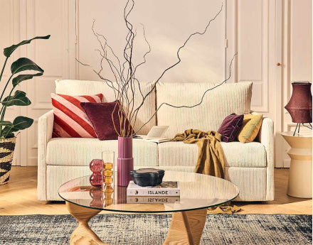 Canapé 3 places convertible express quotidien en velours côtelé Ottawa