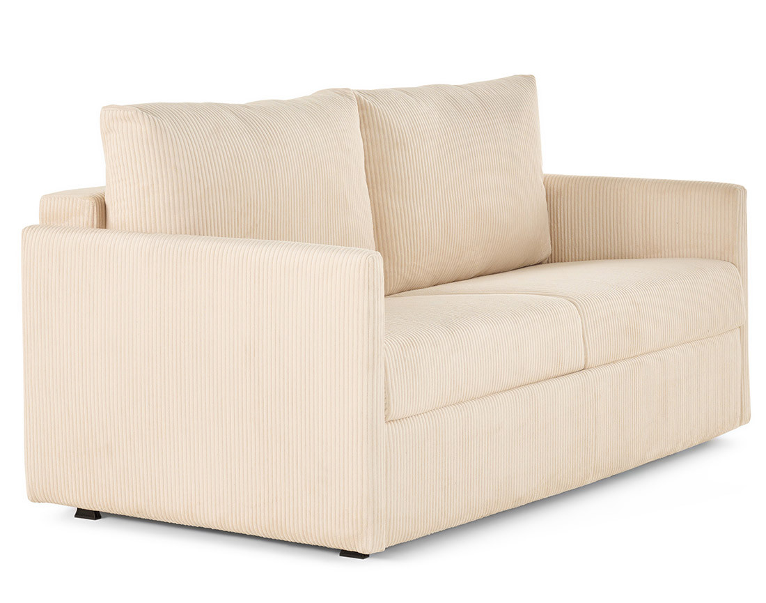 Canapé 3 places convertible couchage quotidien matelas 12 cm en velours côtelé Ottawa