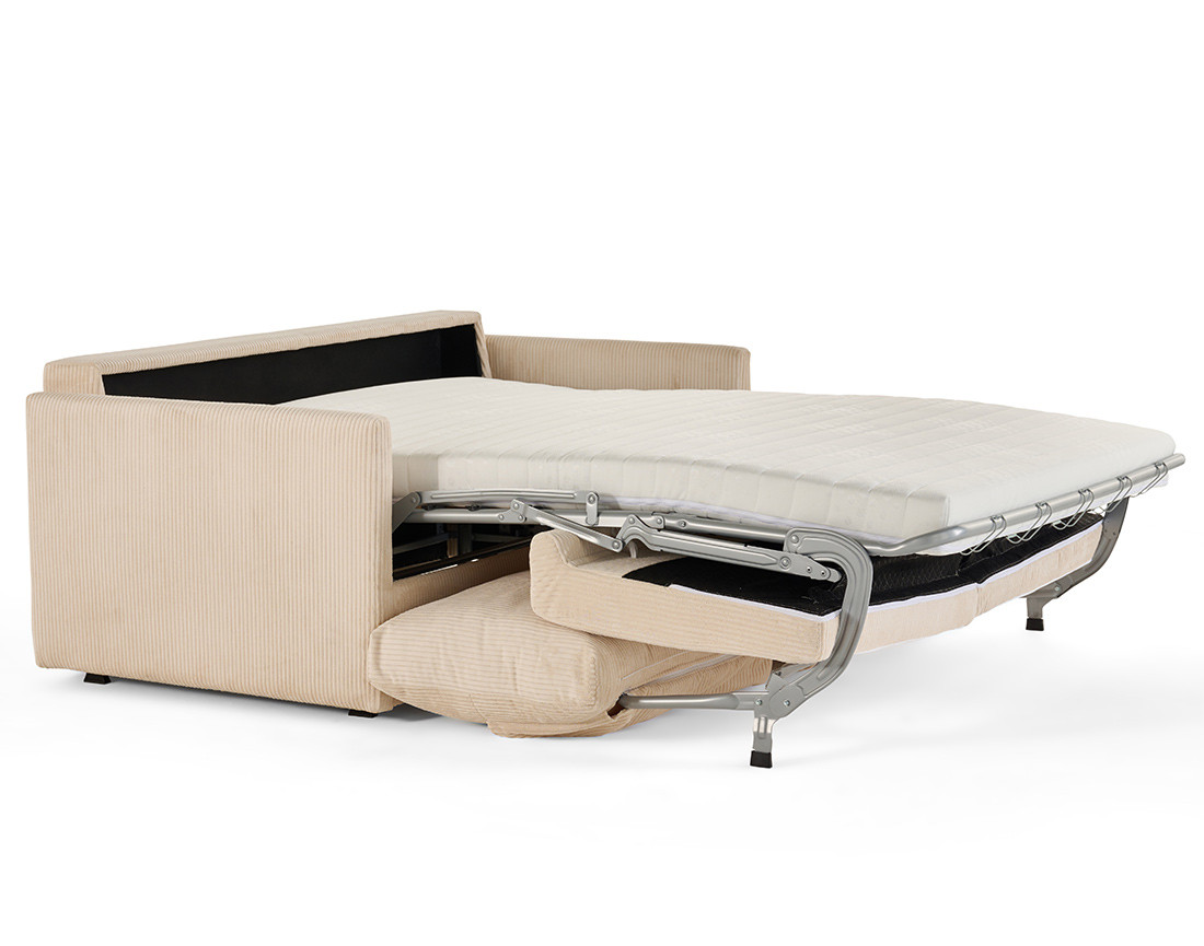 Canapé 3 places convertible couchage quotidien matelas 12 cm en velours côtelé Ottawa