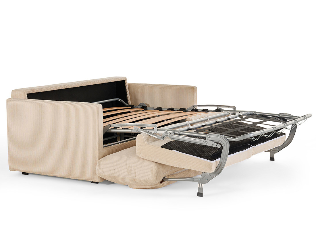 Canapé 3 places convertible couchage quotidien matelas 12 cm en velours côtelé Ottawa