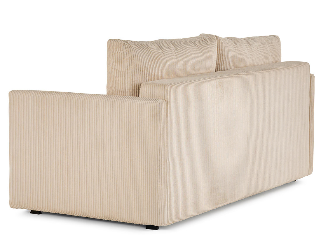 Canapé 3 places convertible couchage quotidien matelas 12 cm en velours côtelé Ottawa