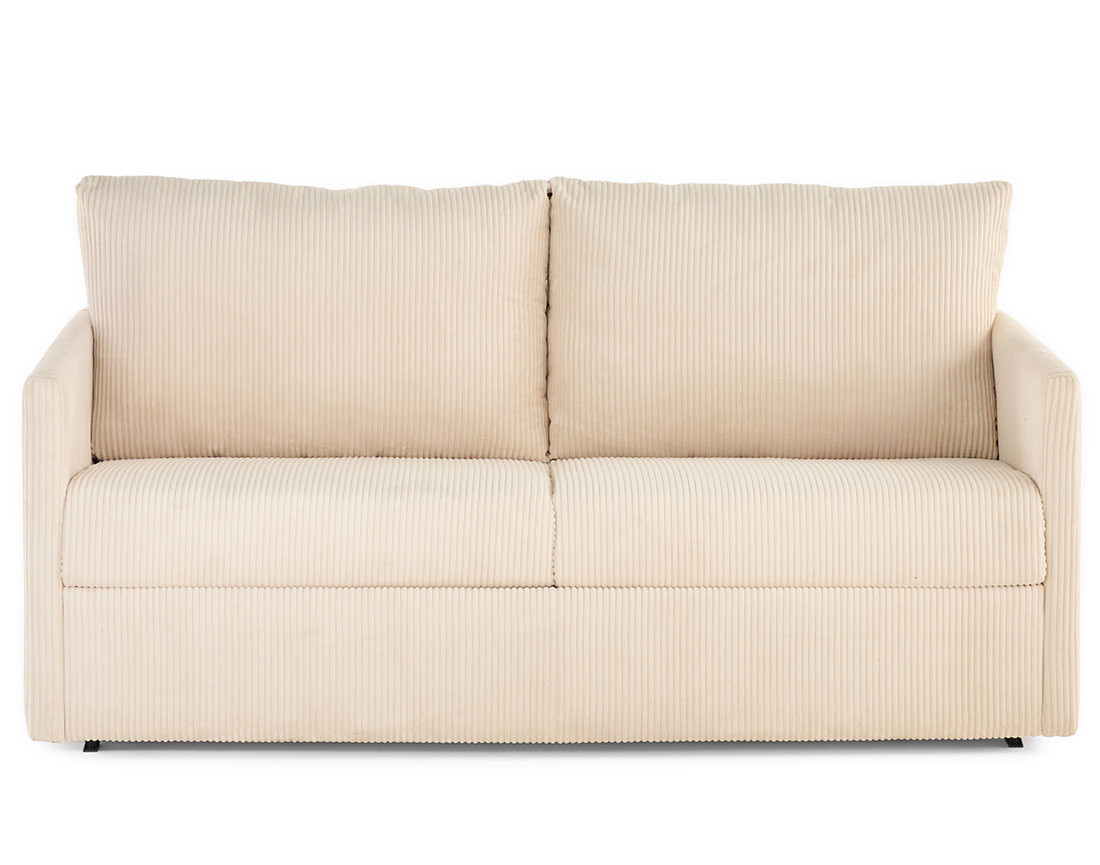 Canapé 3 places convertible couchage quotidien matelas 12 cm en velours côtelé Ottawa