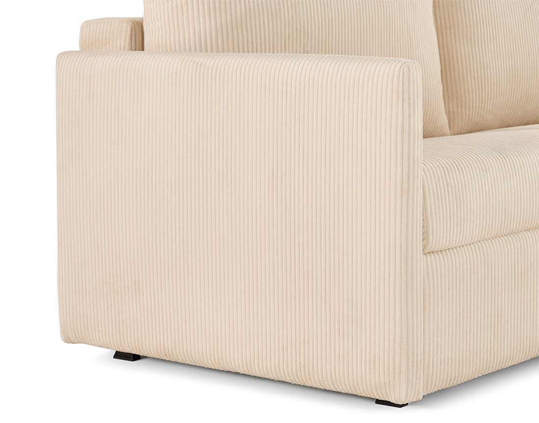 Canapé 3 places convertible couchage quotidien matelas 12 cm en velours côtelé Ottawa