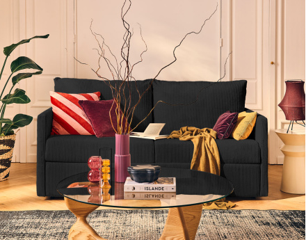 Canapé 3 places convertible express quotidien en velours côtelé Ottawa