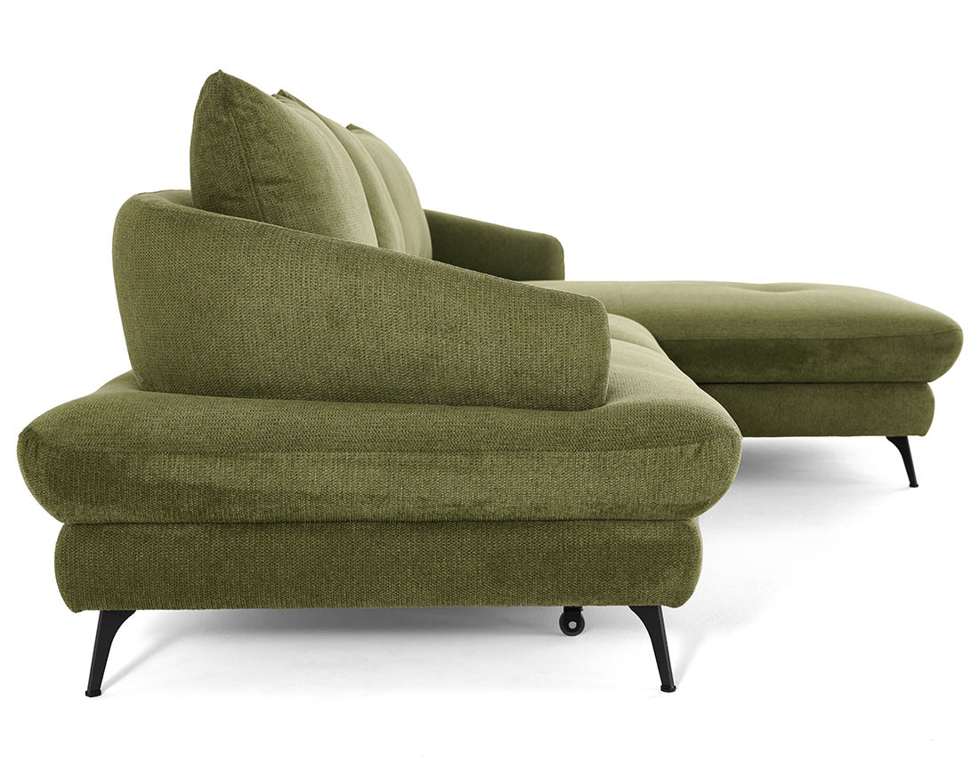 Canapé d'angle droit 4 places convertible avec coffre en tissu texturé Ninon